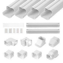 Maska za cijevi split klime, PVC, 5,35 m, 4 ravna kanala s priborom, za ličenje, bijela