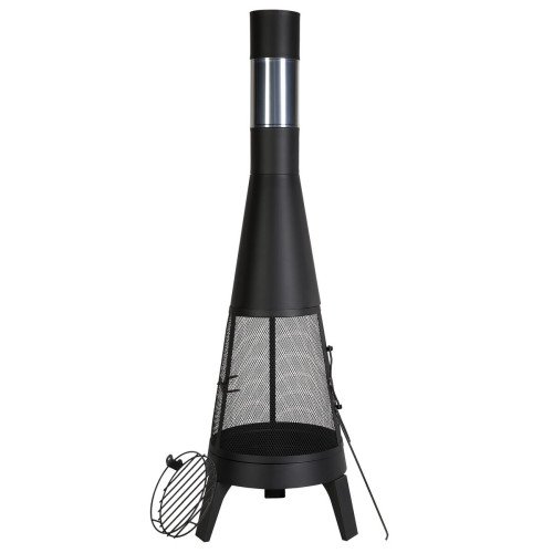 Vanjski kamin na drva s dimnjakom za grijanje terase i roštilj, promjer 51 cm