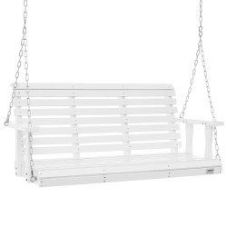 Drvena vrtna ljuljačka-klupa za trijem, 137 × 71 × 60 cm, nosivost do 399 kg, bijela
