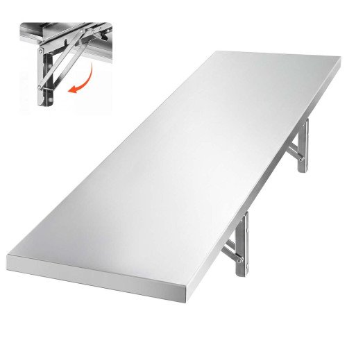 Sklopiva zidna polica od nehrđajućeg čelika, 30,5 × 122 cm, nosivost 136 kg Sklopiva zidna polica od nehrđajućeg čelika, 30,5 × 122 cm, nosivost 136 kg