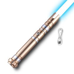 Svjetleći mač 104 cm s 12 RGB boja i zvučnim efektima, punjiv (USB-C), aluminijska drška, zlatni Svjetleći mač 104 cm s 12 RGB boja i zvučnim efektima, punjiv (USB-C), aluminijska drška, zlatni