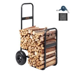 Kolica za drva, nosivost 113 kg, od drva, na zrak, za unutra i van