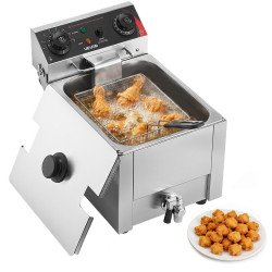 Friteza za prženje hrane u dubokom ulju, 7 L, 2500 W, od nehrđajućeg čelika, na struju Friteza za prženje hrane u dubokom ulju, 7 L, 2500 W, od nehrđajućeg čelika, na struju