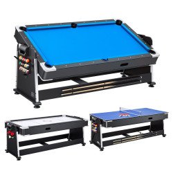 Kombinirani stol 3 u 1: zračni hokej, stolni tenis i biljar, 221,5 × 112 cm