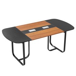 Konferencijski stol ovalni za 6–8 osoba, 180 × 90 × 75 cm, metalne noge, ploča od iverice 15 mm