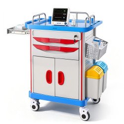 Medicinska kolica s ormarićem i 2 ladice za ambulante i laboratorije, nosivost 110 kg Medicinska kolica s ormarićem i 2 ladice za ambulante i laboratorije, nosivost 110 kg