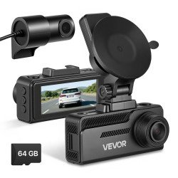 Auto kamera naprijed i natrag 4K + 1080p, GPS, G-senzor, zaslon na dodir 8,1 cm, kartica 64 GB