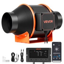 Cijevni ventilator ⌀ 10 cm za odsis zraka u šatoru za uzgoj i prostorijama, 349 m³/h, EC motor