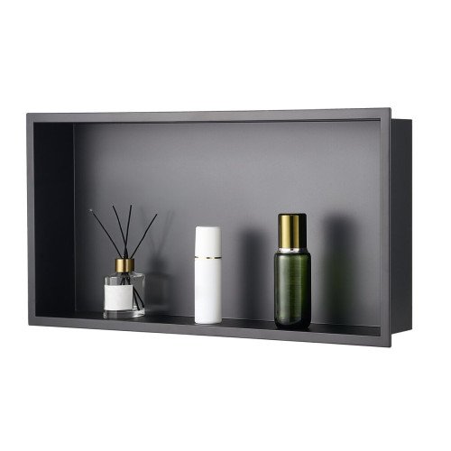 Ugradbena niša za tuš od nehrđajućeg čelika 33 × 63,5 cm, zavarena, crna Ugradbena niša za tuš od nehrđajućeg čelika 33 × 63,5 cm, zavarena, crna