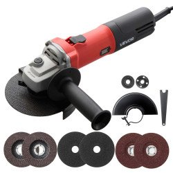 Kutna brusilica 125 mm, 1500 W, regulacija 0–11.000 o/min, u kompletu 6 ploča i diskova