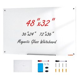 Staklena magnetna ploča za ured za zid, 122 × 81 cm
