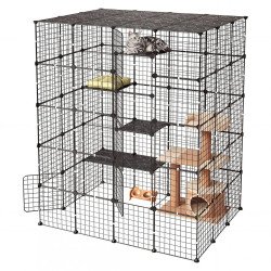 Modularni metalni kavez za mačke, 5 etaža, 139,7 × 104,1 × 175,2 cm, 5 vrata, za 2–3 mačke