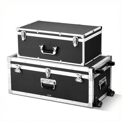 Set od dva sanduka za pohranu, veći 76,3 × 39,2 × 31,2 cm s kotačima i lokotom, nosivost 272 kg Set od dva sanduka za pohranu, veći 76,3 × 39,2 × 31,2 cm s kotačima i lokotom, nosivost 272 kg
