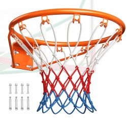 Zidni obruč za košarku Ø 45,7 cm (18″), čelik Q235, odbojna konstrukcija, s mrežicom, unutra i vani Zidni obruč za košarku Ø 45,7 cm (18″), čelik Q235, odbojna konstrukcija, s mrežicom, unutra i vani