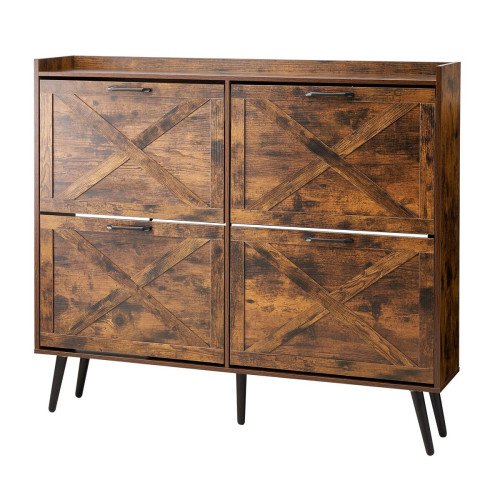 Ormarić za cipele s 4 preklopne ladice, 120 × 24 × 105 cm, smeđi Ormarić za cipele s 4 preklopne ladice, 120 × 24 × 105 cm, smeđi
