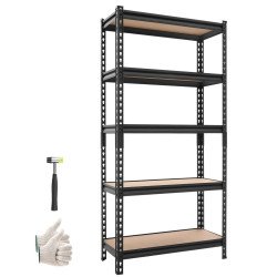 Regal s 5 polica od MDF ploča i čeličnim okvirom, 75,9 × 30,9 × 152 cm, nosivost 907,2 kg Regal s 5 polica od MDF ploča i čeličnim okvirom, 75,9 × 30,9 × 152 cm, nosivost 907,2 kg