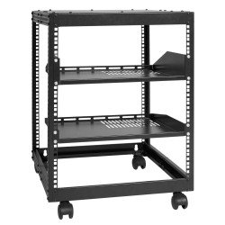 Zidni rack ormar za mrežnu opremu, 12U, otvoreni okvir, dubina 38–102 cm, na kotačima