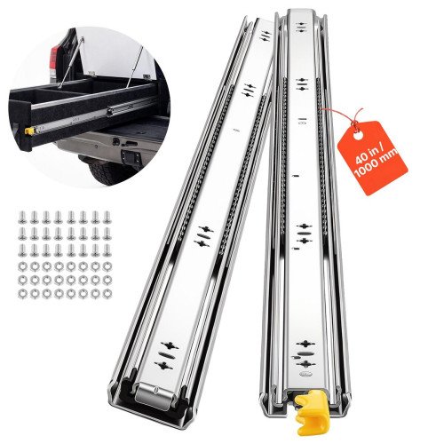 Teleskopske vodilice za teške ladice, 100 cm, nosivost 113,4 kg, s blokadom, 1 par Teleskopske vodilice za teške ladice, 100 cm, nosivost 113,4 kg, s blokadom, 1 par