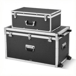 Set od dva sanduka za pohranu, veći 81,6 × 45,2 × 46 cm s kotačima i lokotom, nosivost 272 kg Set od dva sanduka za pohranu, veći 81,6 × 45,2 × 46 cm s kotačima i lokotom, nosivost 272 kg