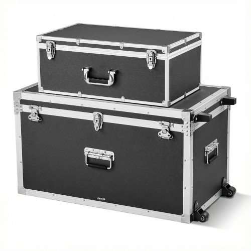 Set od dva sanduka za pohranu, veći 81,6 × 45,2 × 46 cm s kotačima i lokotom, nosivost 272 kg Set od dva sanduka za pohranu, veći 81,6 × 45,2 × 46 cm s kotačima i lokotom, nosivost 272 kg