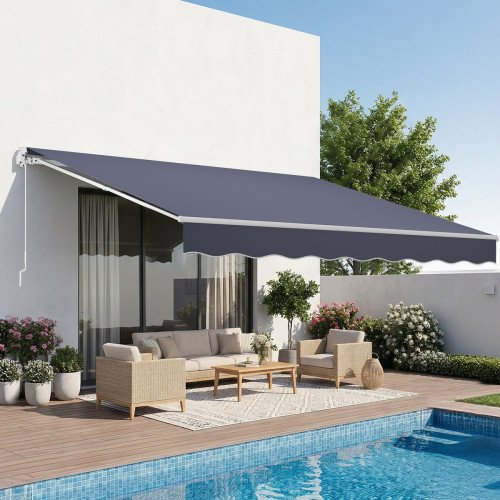 Tenda na uvlačenje za zaštitu terase od sunca i kiše, s ručnim pogonom, na izvlačenje (2)