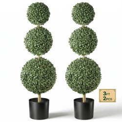 Umjetni šimšir s tri kugle u loncu, set od 2 komada, visina 91,4 cm, PE i PP Umjetni šimšir s tri kugle u loncu, set od 2 komada, visina 91,4 cm, PE i PP