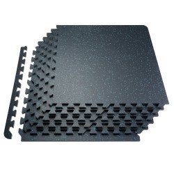 Sportski gumeni pod za fitness dvorane puzzle dimenzija 63,5x63,5x1,4 cm, 6 pločica, crno-plavi