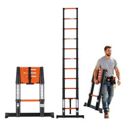 Teleskopske aluminijske ljestve s uvlačenjem na jedan gumb, 11 stuba, do 322 cm, nosivost 150 kg