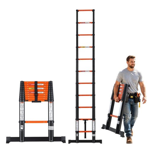 Teleskopske aluminijske ljestve s uvlačenjem na jedan gumb, 11 stuba, do 322 cm, nosivost 150 kg