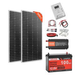 Solarni komplet za samostalno napajanje, 2 dijela, 400 W, 12 V, 40 A Solarni komplet za samostalno napajanje, 2 dijela, 400 W, 12 V, 40 A