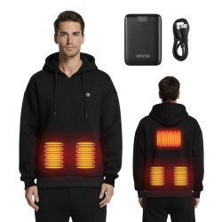 Grijana duksa preko glave s kapuljačom, 5 zona grijanja, do 60 °C, baterija 16000 mAh, veličina M Grijana duksa preko glave s kapuljačom, 5 zona grijanja, do 60 °C, baterija 16000 mAh, veličina M