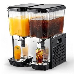 Rashladni dozator napitaka 2 × 18 L, hlađenje 7–12 °C, nehrđajući čelik, s miješalicom Rashladni dozator napitaka 2 × 18 L, hlađenje 7–12 °C, nehrđajući čelik, s miješalicom