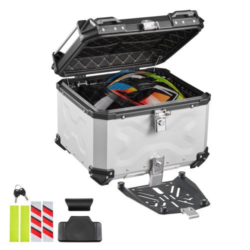 Kofer za motocikl na stražnji nosač, 55 L, aluminij, IP55, s bravom i dva ključa
