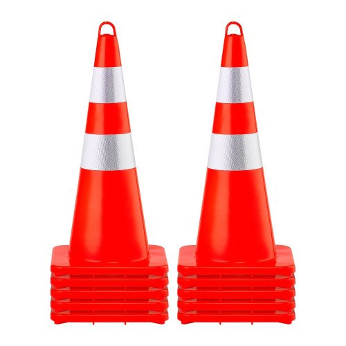 Prometni čunjevi za regulaciju prometa i označavanje radova, 71 cm, s refleksom, 10 komada Prometni čunjevi za regulaciju prometa i označavanje radova, 71 cm, s refleksom, 10 komada