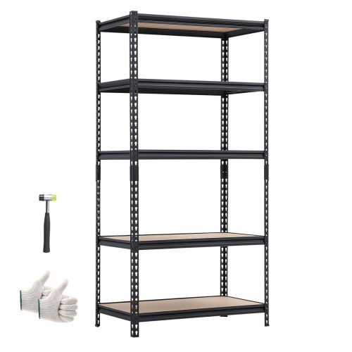 Regal s 5 polica od MDF ploča i čeličnim okvirom, 92,3 × 45,9 × 181,3 cm, nosivost 907,2 kg