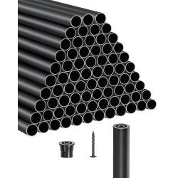 Aluminijski balustri 81 cm, set od 101 komada, okrugla cijev Ø19 mm, crni, s kapicama i vijcima