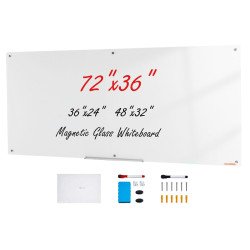 Staklena magnetna ploča za ured za zid, 183 × 91 cm