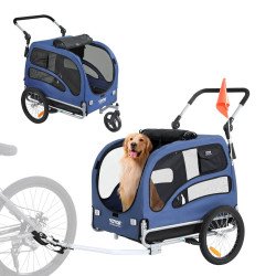 Prikolica za bicikl i kolica za psa 2 u 1, nosivost 45 kg, sklopiva, prostor 81 × 56 × 62 cm