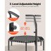 Fitness mini trampolina s ručkom podesivom u 3 visine, nosivost 205 kg, 44 elastična užeta