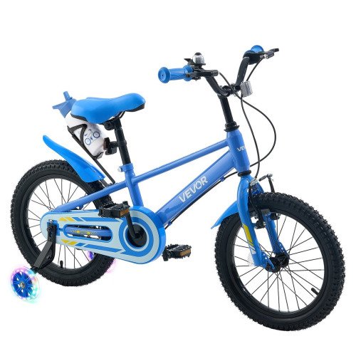 Dječji bicikl 16″ (40,6 cm) BMX stila s pomoćnim kotačima i držačem za piće, dob 4–7 godina, plavi