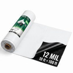 PE folija u roli za parnu branu i prekrivanje, 0,30 mm, 3,05 × 30,48 m (93 m²), crno-bijela