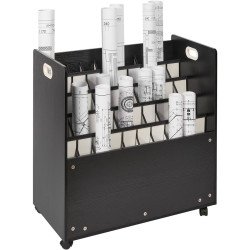 Pokretni stalak za role nacrta i plakata s 50 utora (7 × 7 cm), 76,5 × 39,5 × 78 cm, na kotačima Pokretni stalak za role nacrta i plakata s 50 utora (7 × 7 cm), 76,5 × 39,5 × 78 cm, na kotačima
