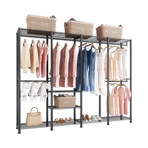 Garderobni stalak s 4 šipke za vješalice i 10 polica, 193 × 40 × 194 cm, do 499 kg Garderobni stalak s 4 šipke za vješalice i 10 polica, 193 × 40 × 194 cm, do 499 kg