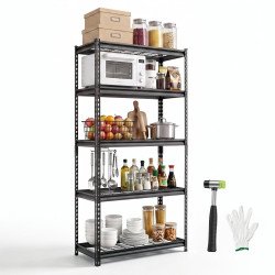 Metalni regal s 5 žičanih polica, 92,3 × 41,5 × 181,3 cm, nosivost 907,2 kg, crni Metalni regal s 5 žičanih polica, 92,3 × 41,5 × 181,3 cm, nosivost 907,2 kg, crni