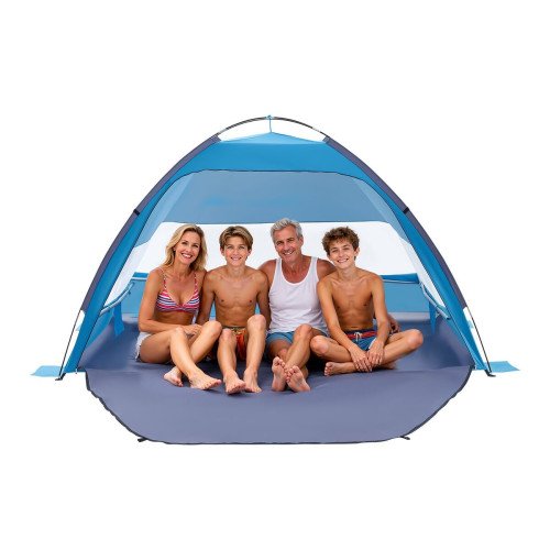 Šator za plažu za 4 osobe, UPF 50+, 270 × 169 × 150 cm, srebrni premaz, vreće za pijesak Šator za plažu za 4 osobe, UPF 50+, 270 × 169 × 150 cm, srebrni premaz, vreće za pijesak