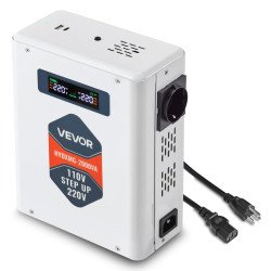 Naponski transformator, 110 V, 2000 VA, 2 EU utičnice, USB izlaz, LCD zaslon Naponski transformator, 110 V, 2000 VA, 2 EU utičnice, USB izlaz, LCD zaslon