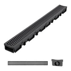 Linijska rešetka za odvod vode s kanalom, 5 komada po 100,5 cm (ukupno 5,03 m'), HDPE