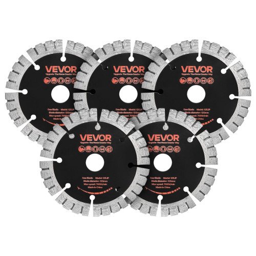 Dijamantne rezne ploče za utore u zidu, 125 mm, set 5 komada, provrt 20 mm, suho i mokro rezanje