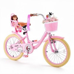 Dječji bicikl 18″ (45,7 cm) sa stalkom, košarom i sjedalom za lutku, dob 5–8 godina, roza Dječji bicikl 18″ (45,7 cm) sa stalkom, košarom i sjedalom za lutku, dob 5–8 godina, roza