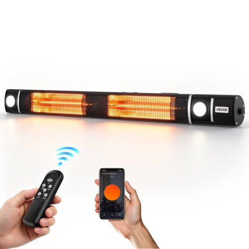 Infracrveni električni grijač za terasu, 3000 W, WiFi i daljinski, IP55, aluminij